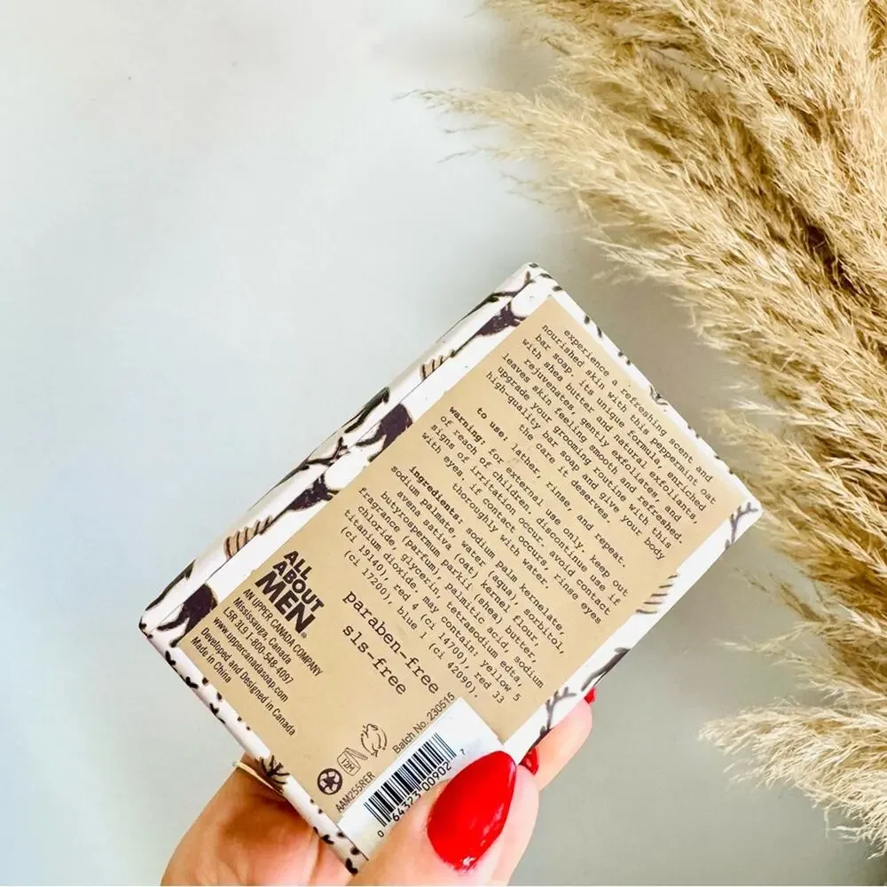 NEW NORDSTROM ALL ABOUT MEN Peppermint Oat Exfoliating Shea Butter $25 Soap Bar